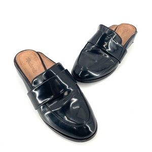 Madewell Dana Black Patent Leather Almond Toe Slip-On Loafers Flats